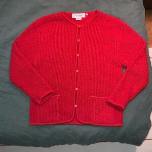 vintage red knit cardigan button up 90s signature collection